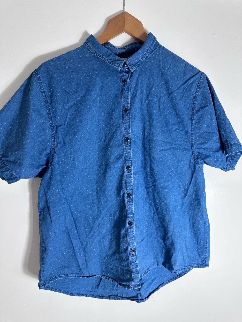 Madewell Minimalist cotton Short-Sleeve Relaxed Button-Down Shirt in Blue